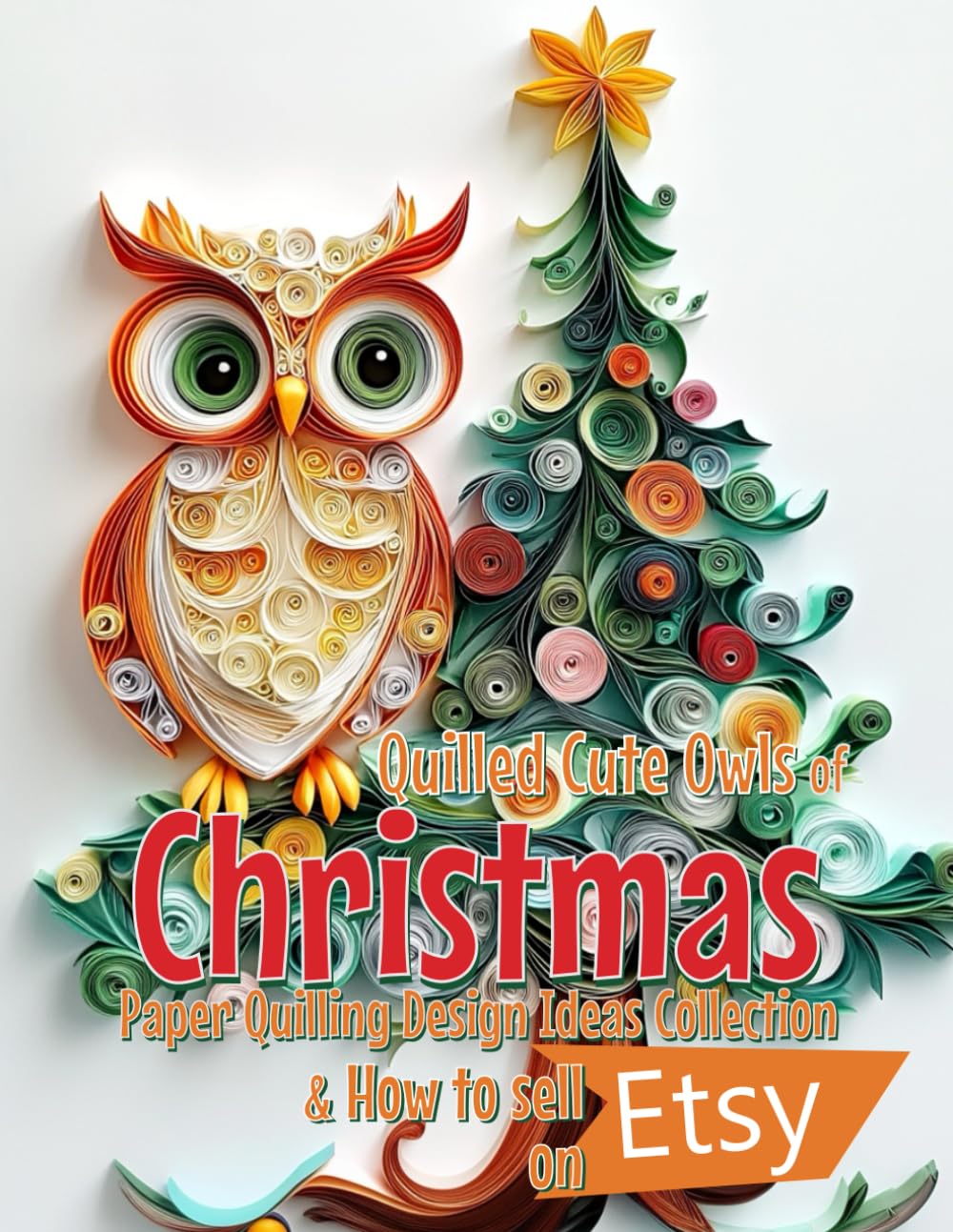 Quilled Cute Owls of Christmas: Paper Quilling Design Ideas Collection and How to sell on Etsy cover